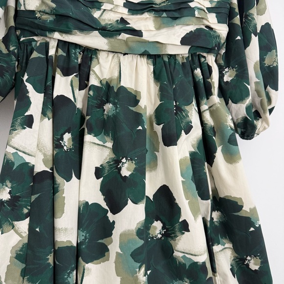 Abercrombie & Fitch Emerson Poplin Puff Sleeve Mini Dress Green Floral Sz M Tall - Picture 6 of 15